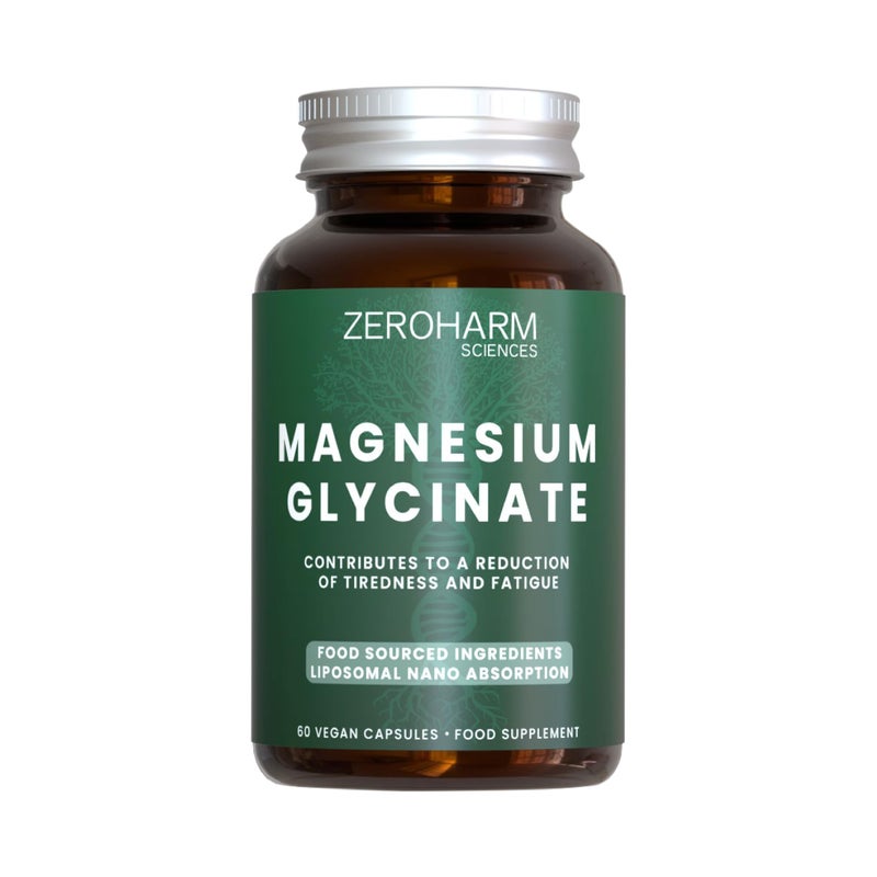 ZeroHarm Magnesium Glycinate 600mg with Moringa â€“ Energy, Muscle & Sleep Support â€“ High Strength Liposomal Absorption â€“ Powered by Real Food Ingredients â€“ 60 Vegan Capsules - Image 1
